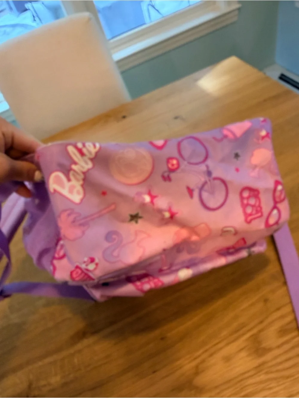 Barbie Pink Printed Kids Backpack with Icon Pattern